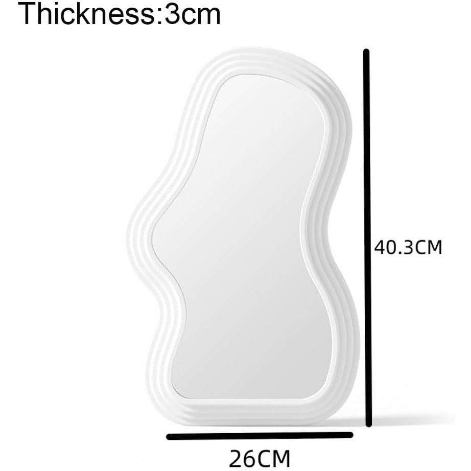 Oglinda de Perete, Flippy, Decorativa, pentru Baie, Dormitor, Sufragerie, Model Minimalist, Forma Asimetrica, 40.3x26 cm, Alb [10]