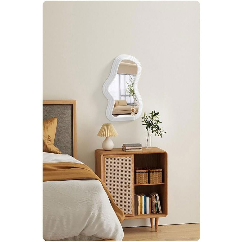 Oglinda de Perete, Flippy, Decorativa, pentru Baie, Dormitor, Sufragerie, Model Minimalist, Forma Asimetrica, 40.3x26 cm, Alb [6]