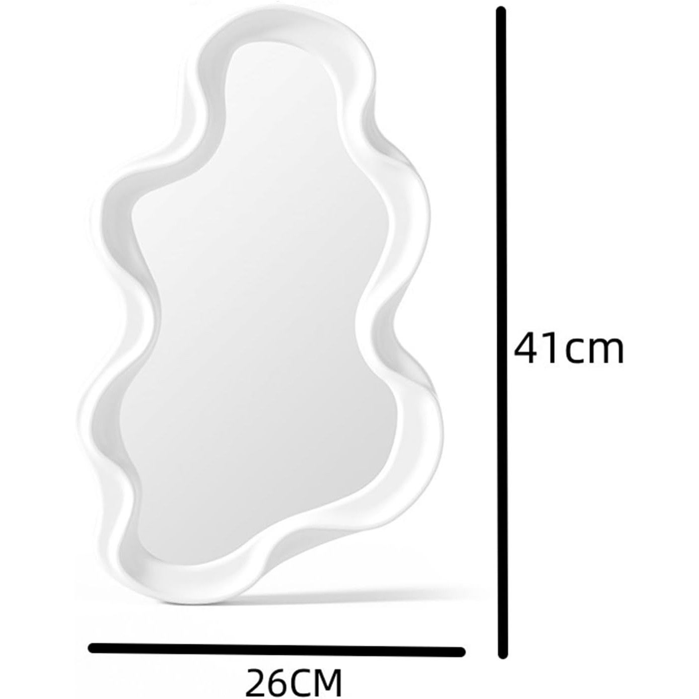 Oglinda de Perete, Flippy, Decorativa, pentru Baie, Dormitor, Sufragerie, Model Minimalist in Forma de Nor, 41x26 cm, Alb [8]