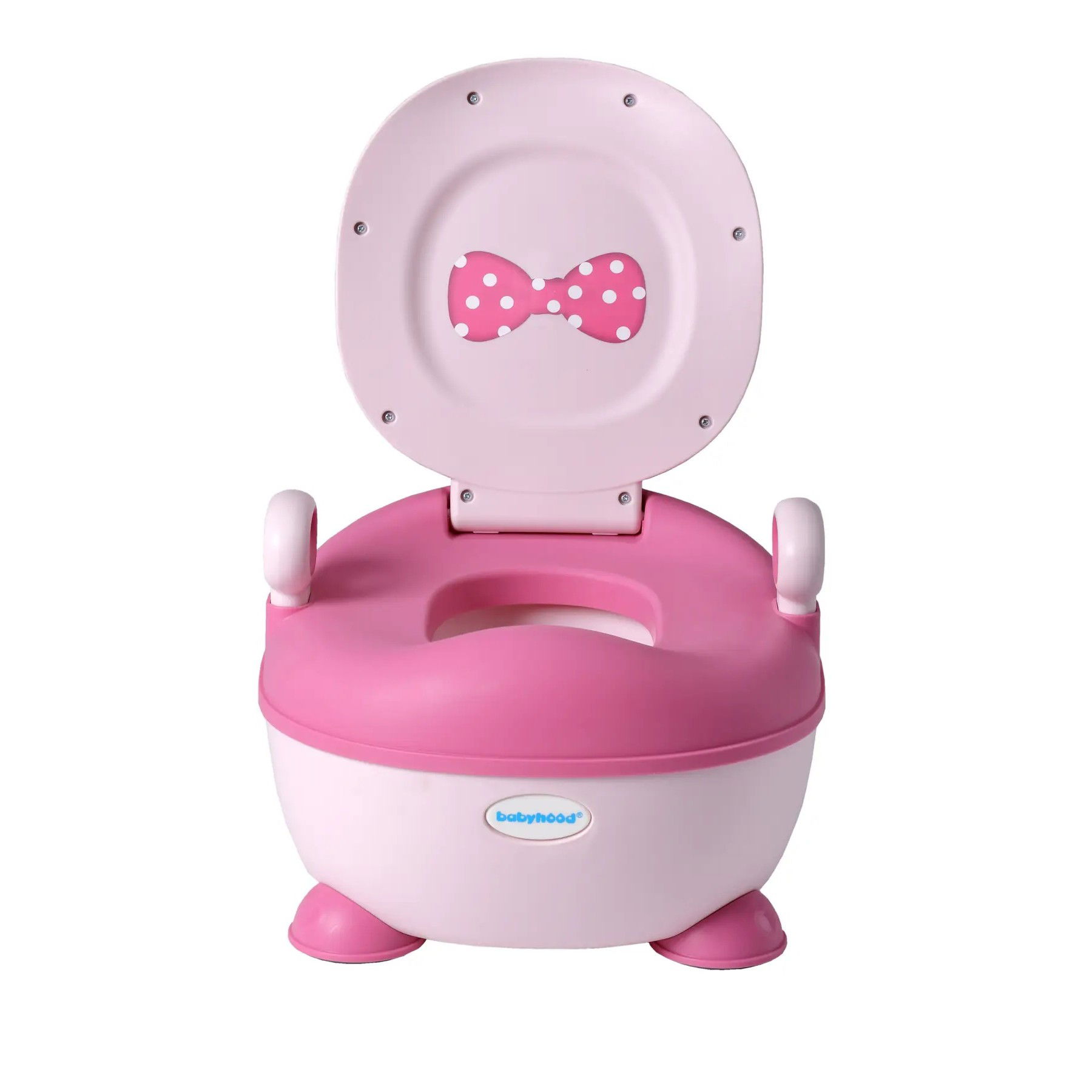 Pentru casa - Olita pentru Copii, Flippy, +1an, Portabila, Design cu Fundita, cu Capac, Model Prietenos, Non-Toxic, Compartiment Detasabil, cu Manere, cu 4 Picioare, Usor de Curatat, 46*33*32 cm, Roz