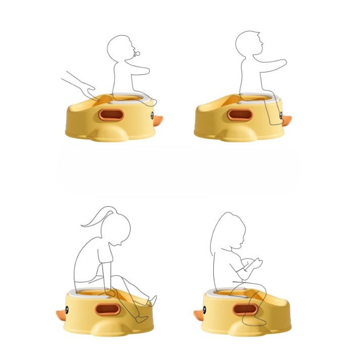 Olita pentru Copii, Flippy, +1an, Portabila, Design Ratusca, Model Prietenos, Non-Toxic, Compartiment Detasabil, cu Maner, Usor de Curatat, Galben [11]