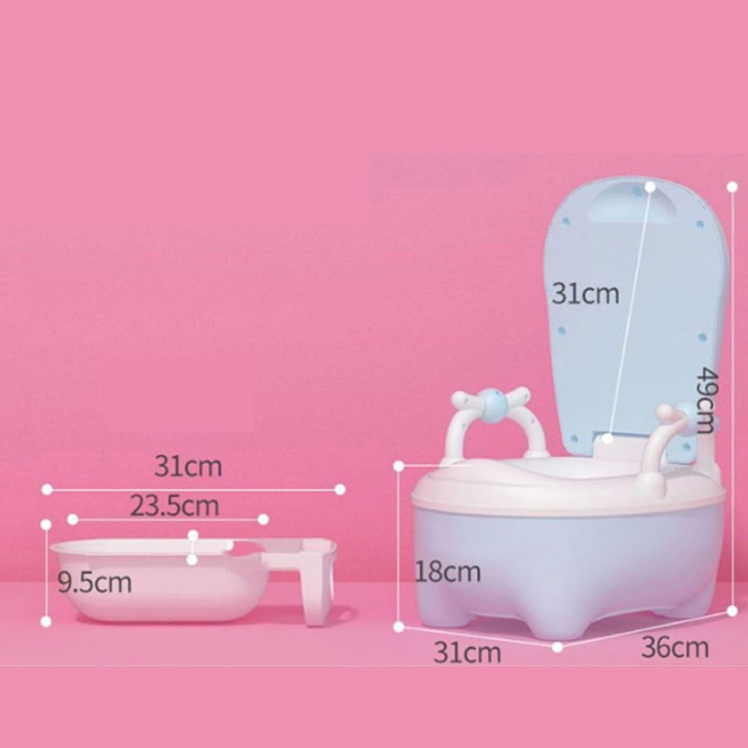 Olita pentru Copii, Flippy, +1an, Portabila, Design Vacuta cu Capac, Model Prietenos, Non-Toxic, cu Manere, Compartiment Detasabil, Perie Inclusa, Usor de Curatat, Albastru [5]