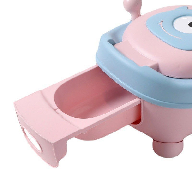 Olita pentru Copii, Flippy, +6 luni, Compartiment Detasabil, cu Capac, Antiderapanta, din Plastic, Colac Moale, Model Animat Ciclop, cu Maner, 33 x 21 x 45 cm, Albastru/Roz [7]