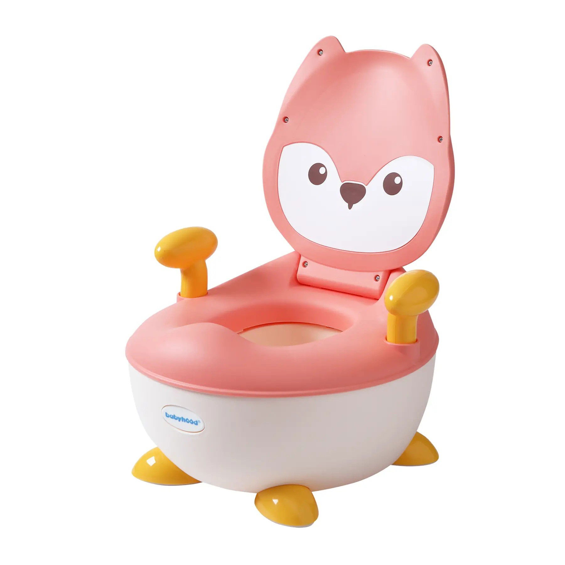 Olita pentru Copii, Flippy, +6 luni, Compartiment Detasabil, cu Capac, Antiderapanta, din Plastic, Colac Moale, Model Animat Vulpe, cu Maner, 34.5 x 35 x 23 cm, Roz/Alb [3]