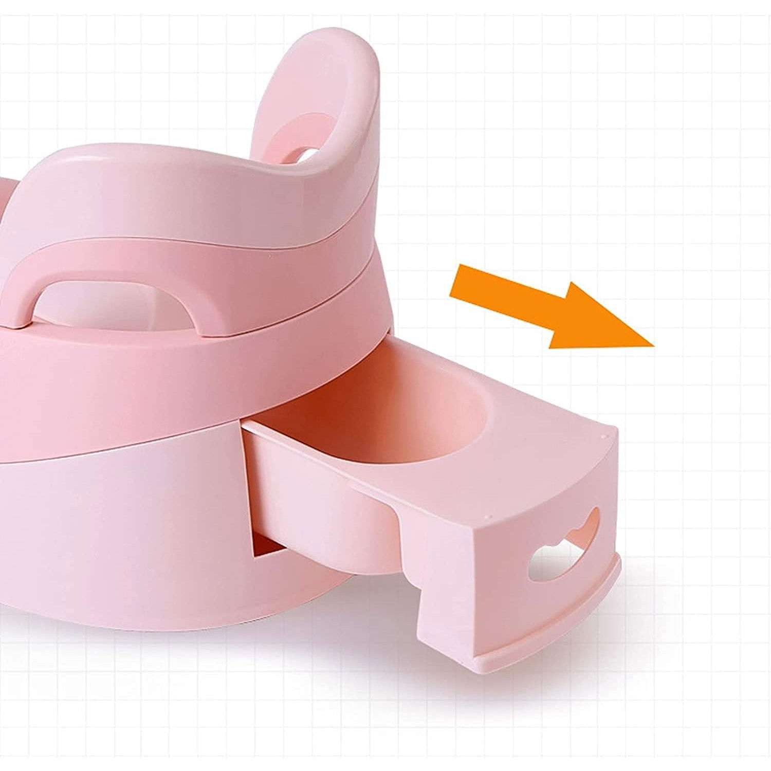 Articole pentru baie - Olita pentru Copii, Flippy, +6 luni, Detasabila, cu Capac, Antiderapanta, din Plastic, Colac Moale, Model Ratusca, 38x32x30 cm. Roz