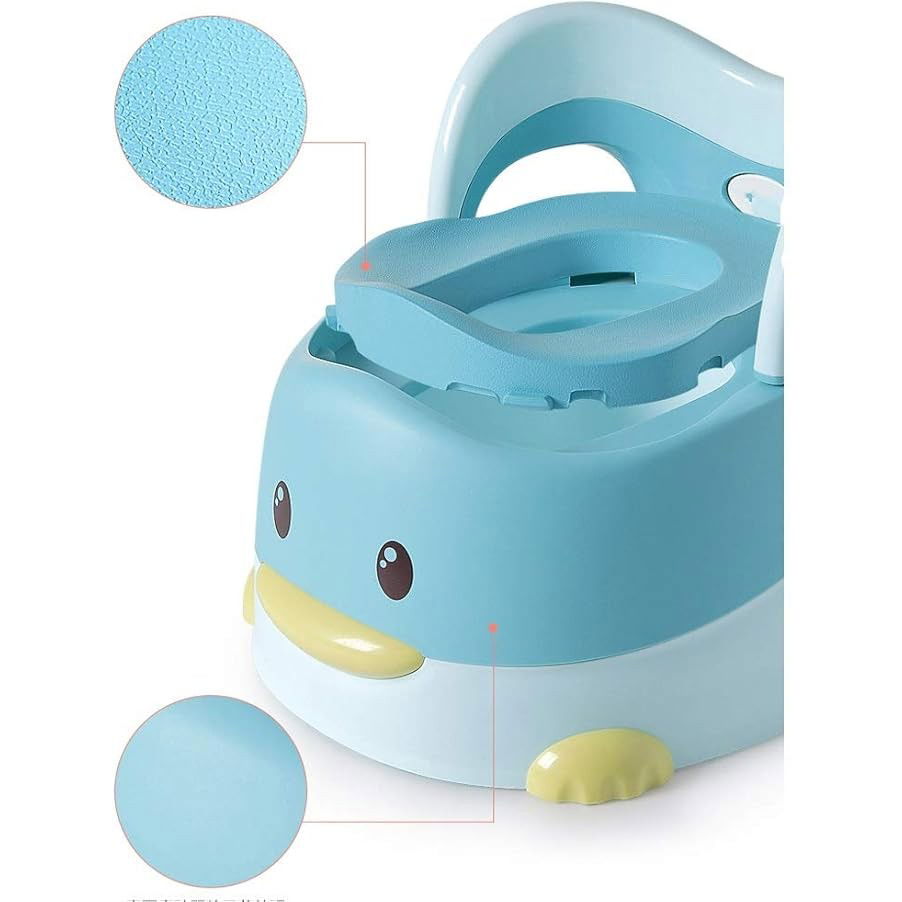 Olita pentru Copii, Flippy, +6 luni, Detasabila, cu Capac, Antiderapanta, din Plastic, Colac Moale, Model Ratusca, 38x32x30 cm, Albastru [5]