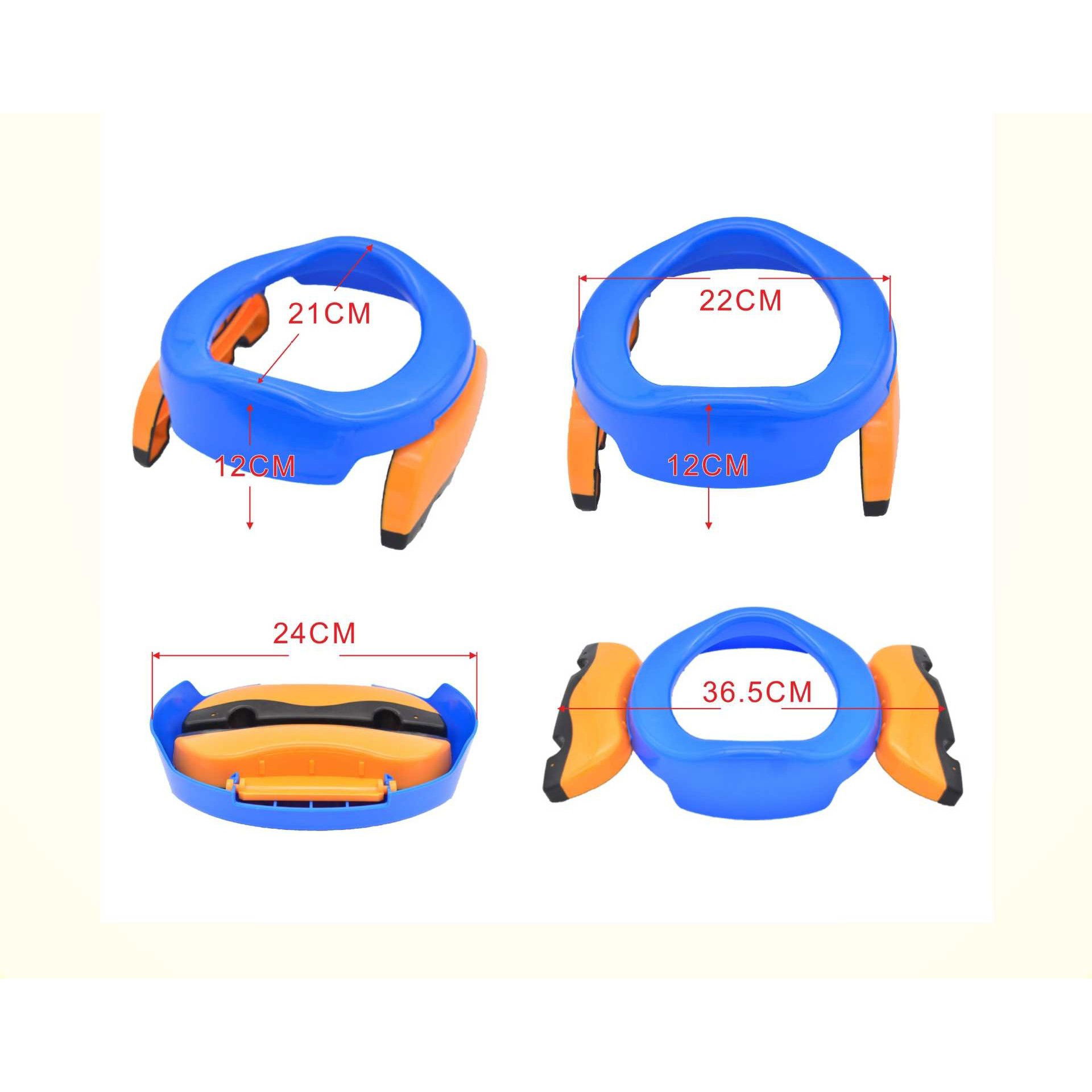 Articole copii - Olita Portabila 2 in 1, Flippy, Olita + Capac de Toaleta, din Plastic, Diametru 21 cm, Albastru