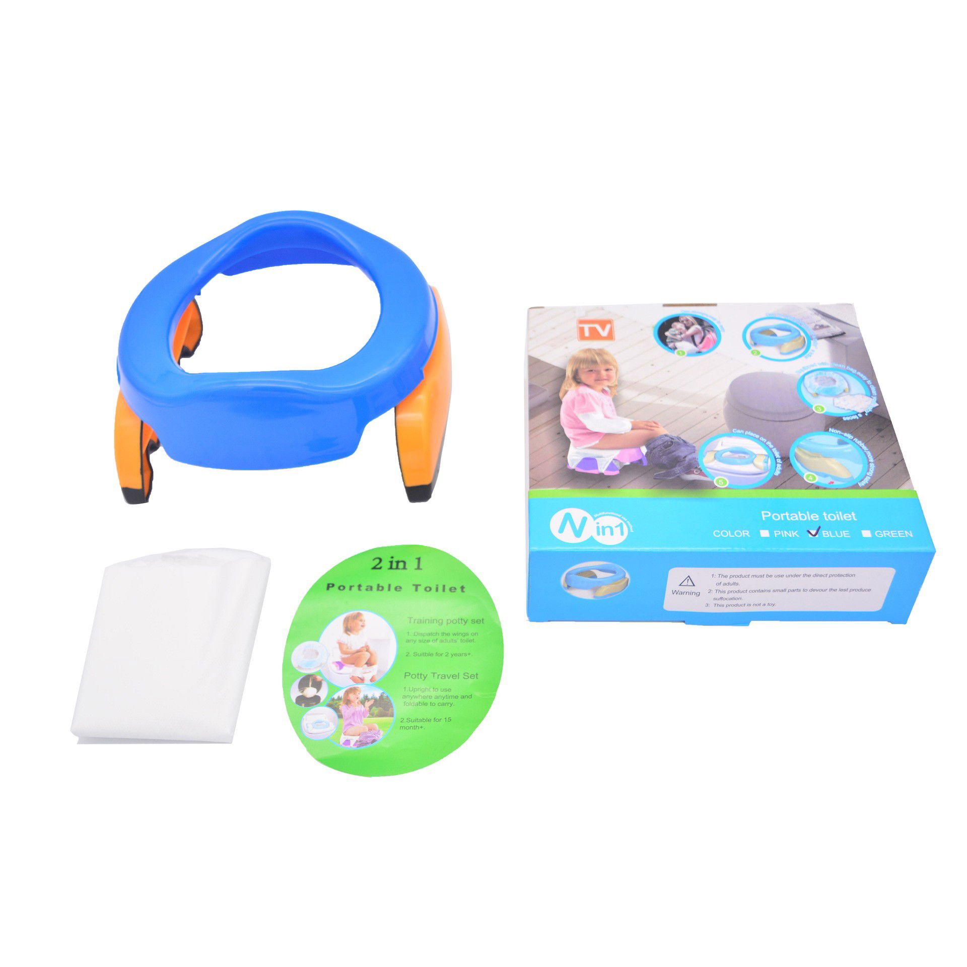 Olita Portabila 2 in 1, Flippy, Olita + Capac de Toaleta, din Plastic, Diametru 21 cm, Albastru [4]