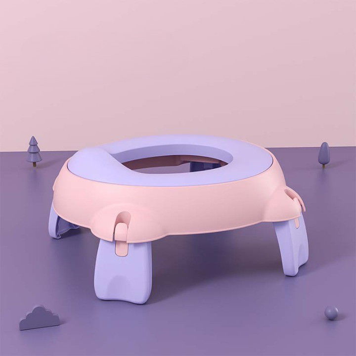 Articole Diverse copii - Olita Portabila, Flippy, pentru Calatorii, Confectionata din Spuma PU, 1-6 ani, 34x32x17 cm, Roz/Mov