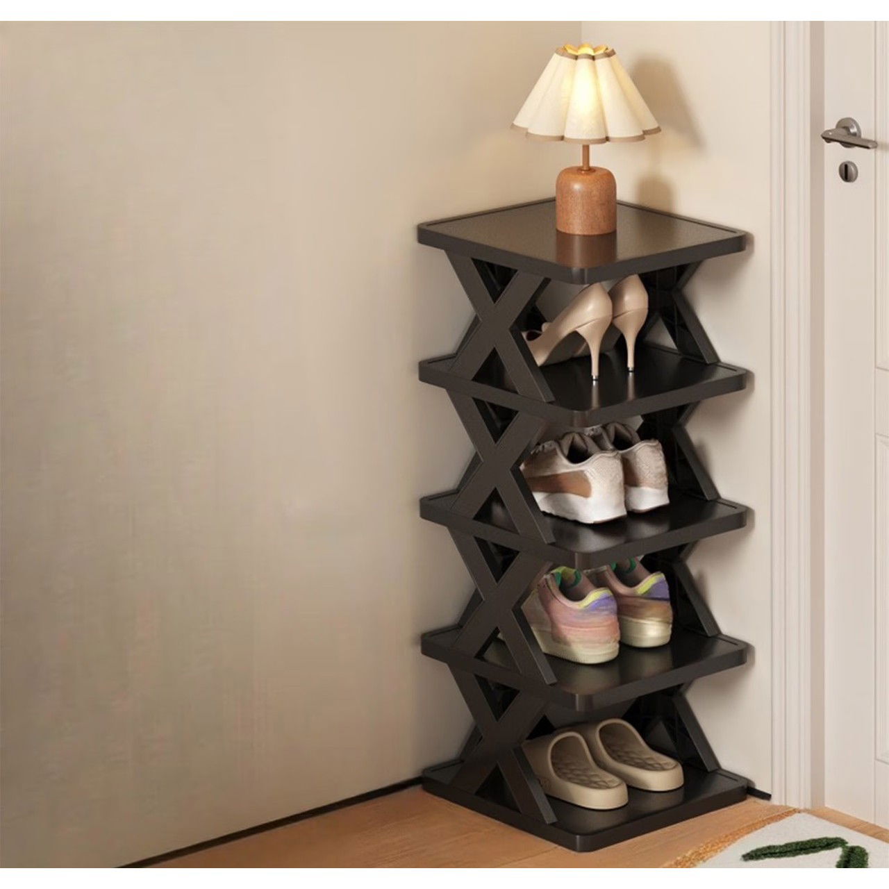 Organizator de Pantofi, Flippy, 5 Straturi, din ABS, Suport Modular, 65.5 x 24 x 26 cm, Negru [3]