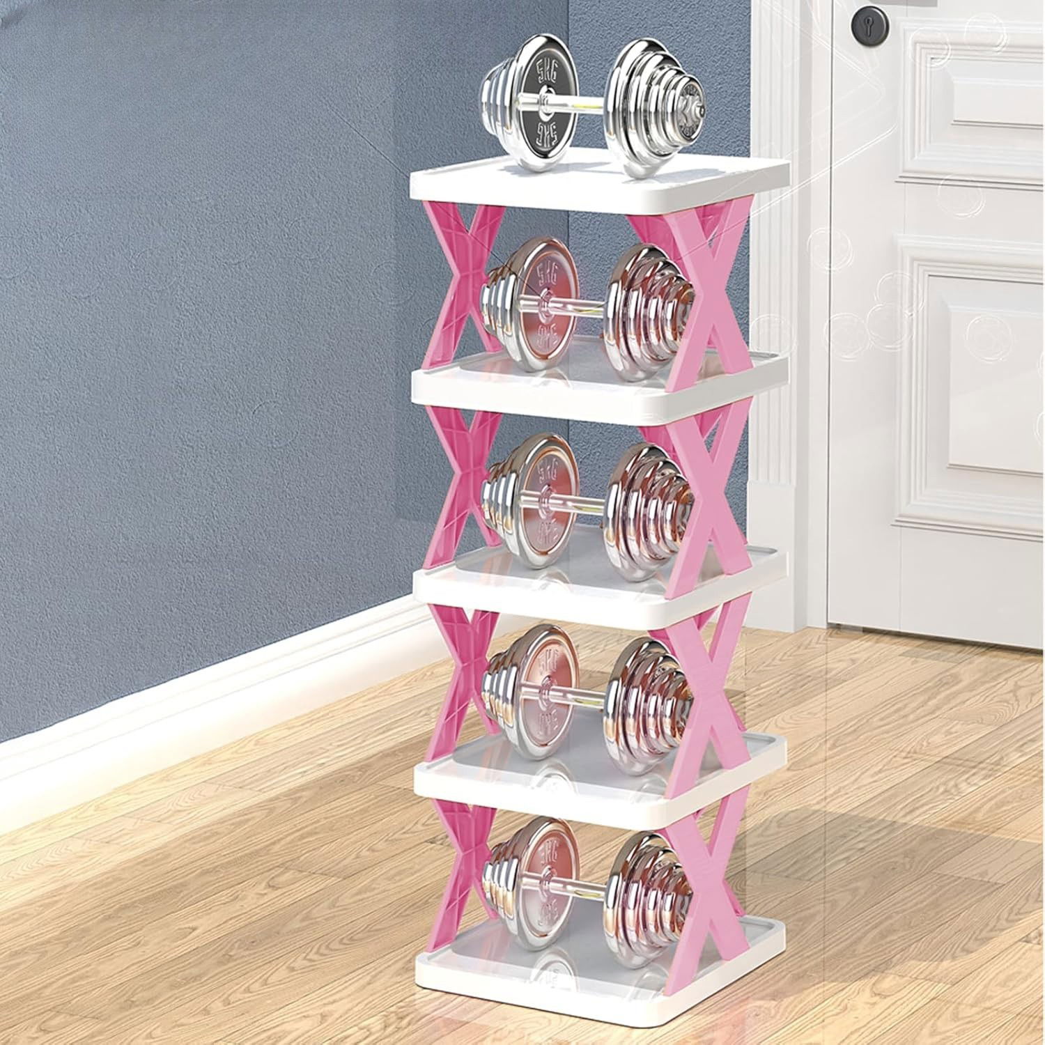 Organizatoare incaltaminte si imbracaminte - Organizator de Pantofi, Flippy, 5 Straturi, din ABS, Suport Modular, 65.5 x 24 x 26 cm, Mov