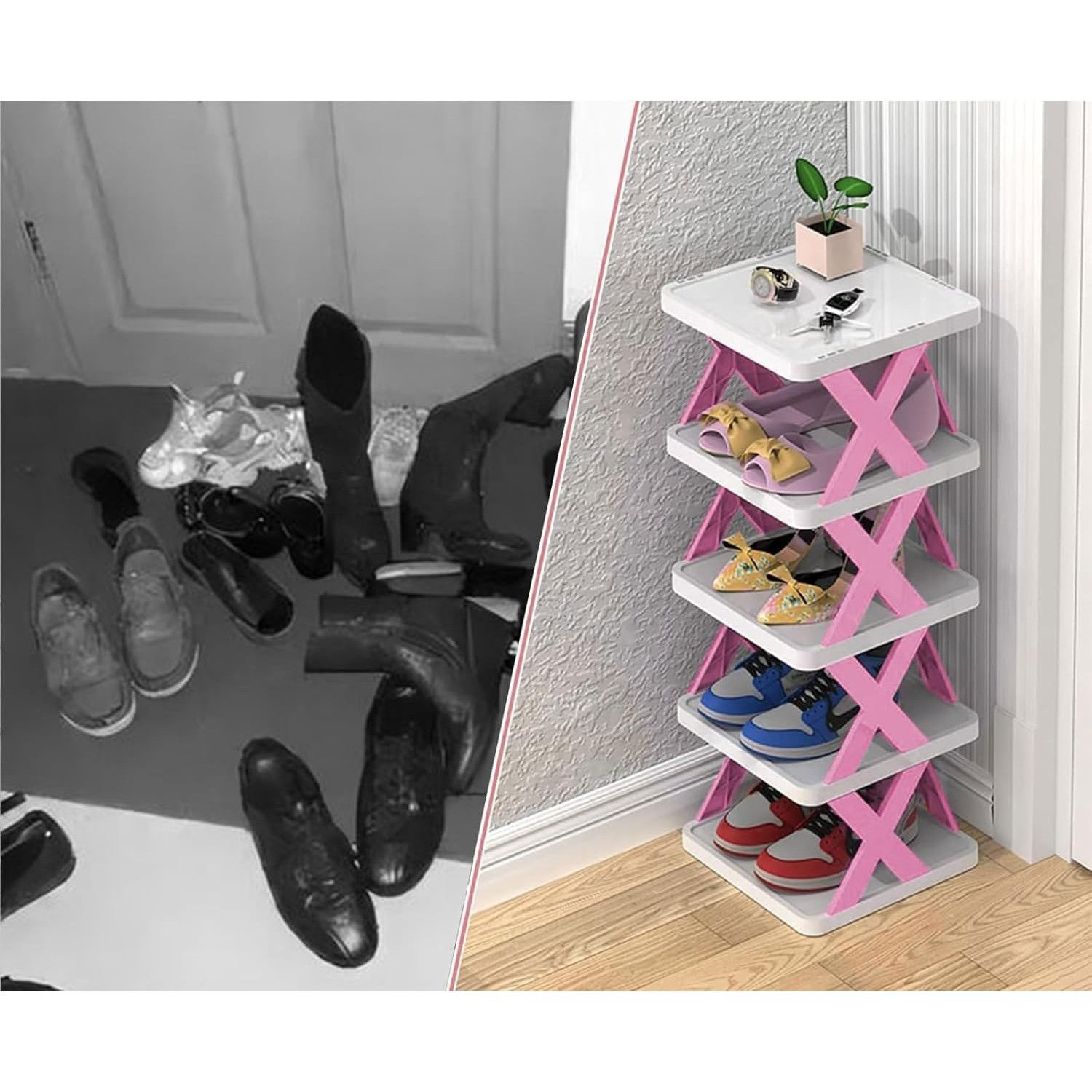 Organizator de Pantofi, Flippy, 5 Straturi, din ABS, Suport Modular, 65.5 x 24 x 26 cm, Mov [3]