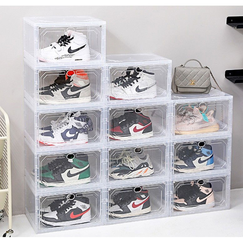 Organizator de Pantofi, Flippy, din PP+ABS, Usa Laterala Magnetica, Rezistenta la Praf, Anti-Oxidare, Utilizare Multipla, 36 x 28 x 21 cm, Transparent [3]