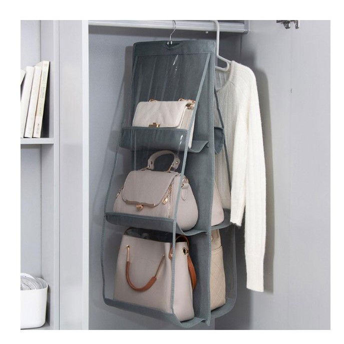 Cutii depozitare - Organizator Genti 6 Compartimente Flippy, Suspendabil, 85 x 36 cm, gri