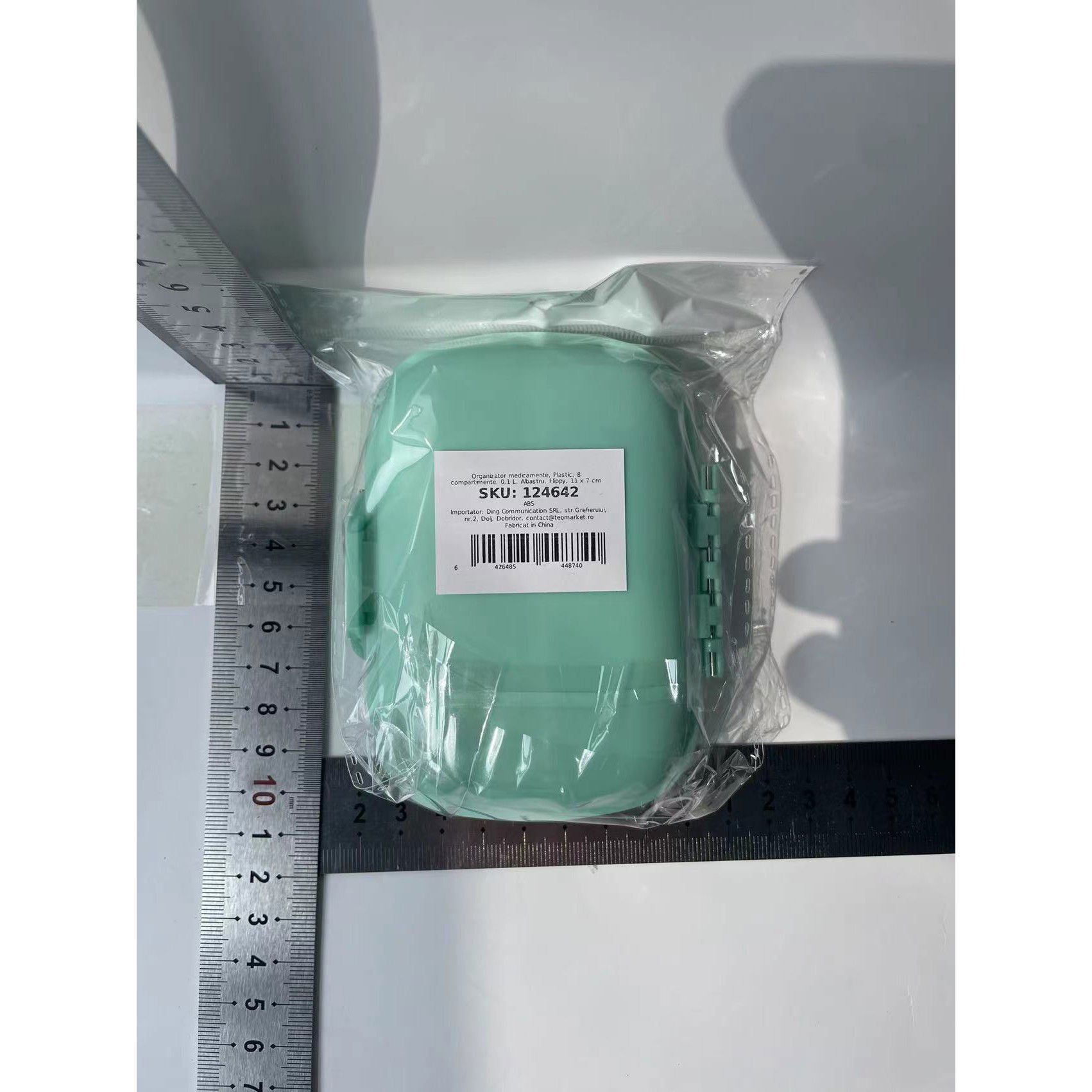 Organizator medicamente, Plastic, 8 compartimente, 0.1 L, Albastru, Flippy, 11 x 7 cm [6]