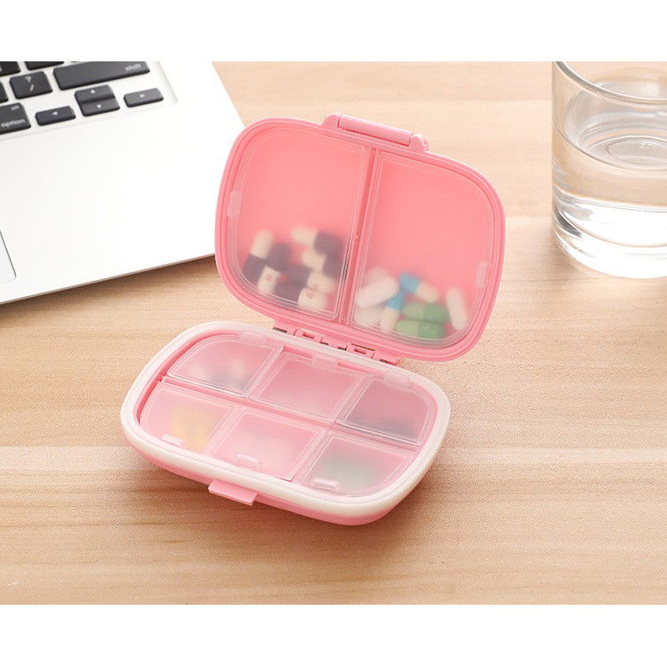 Organizator medicamente, Plastic, 8 compartimente, 0.1 L, Roz, Flippy, 11 x 7 cm [5]