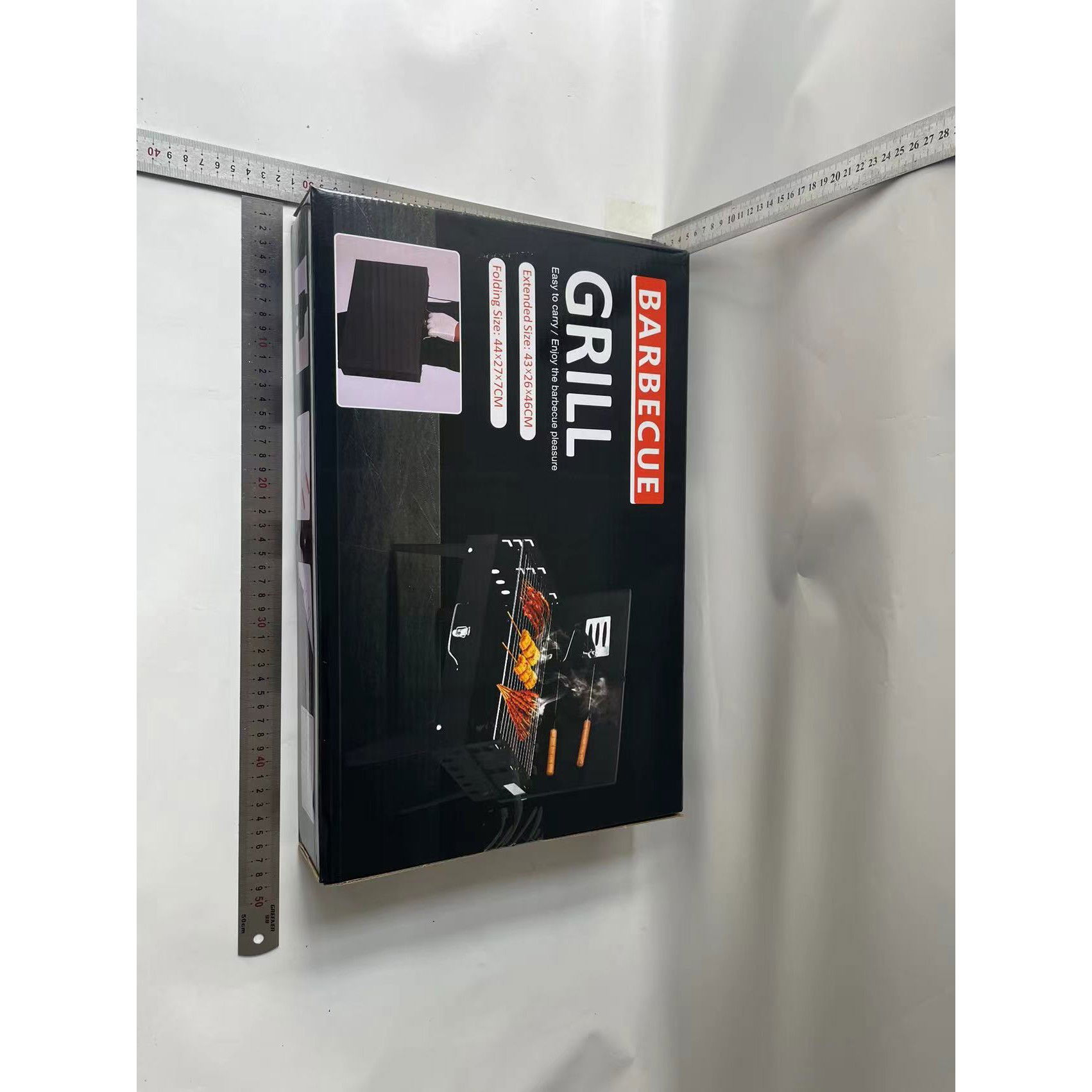 Pentru casa - Gratar Portabil, Flippy, Pliabil, Tip Servieta, cu Accesorii pentru Gatit Incluse, Confectionat din Metal, 46x43x26 cm, Negru