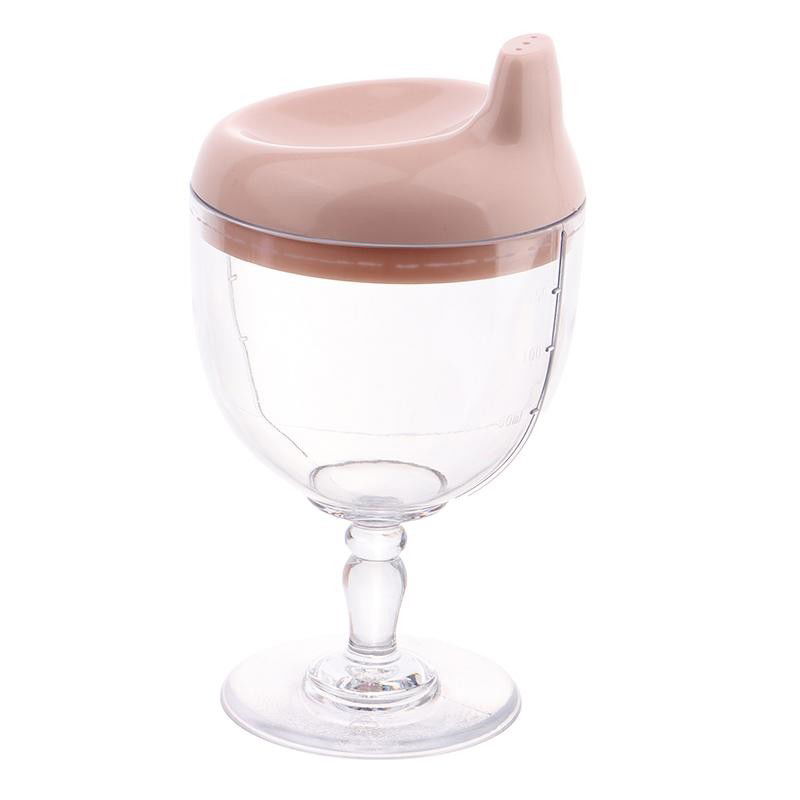 Articole Diverse copii - Pahar din Plastic Transparent cu Picior, Flippy, pentru Copii, 14 x 7.7 cm, cu Cioc Antiscurgere, + 3 Ani, Fara Maner, Roz