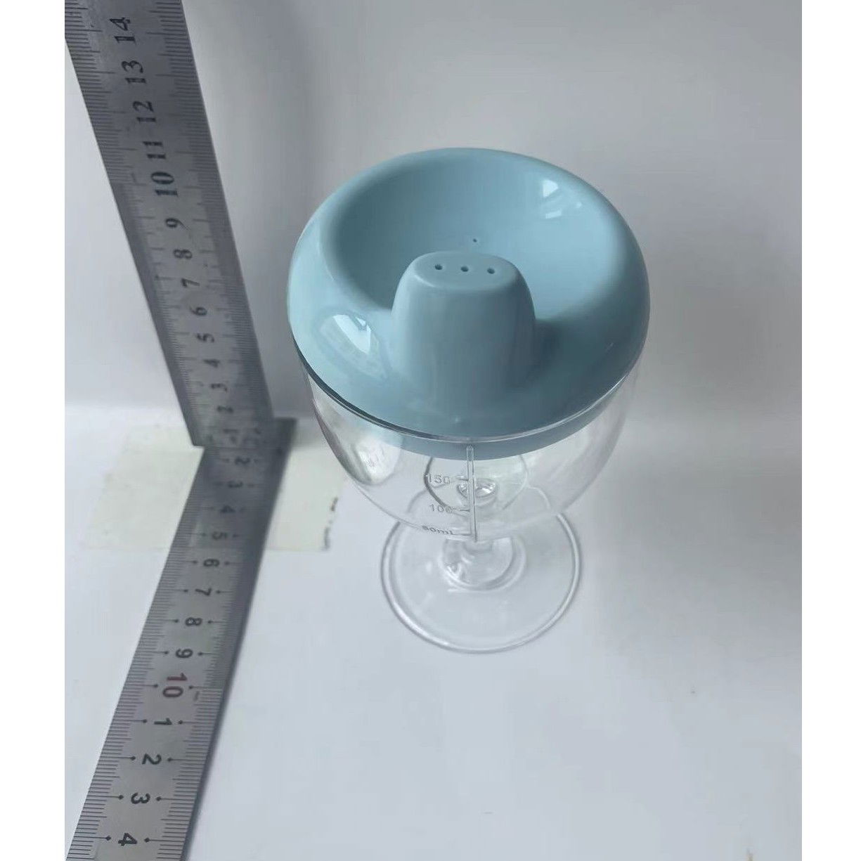 Pahar din Plastic Transparent cu Picior, Flippy, pentru Copii, 14 x 7.7 cm, cu Cioc Antiscurgere, + 3 Ani, Fara Maner, Albastru [6]