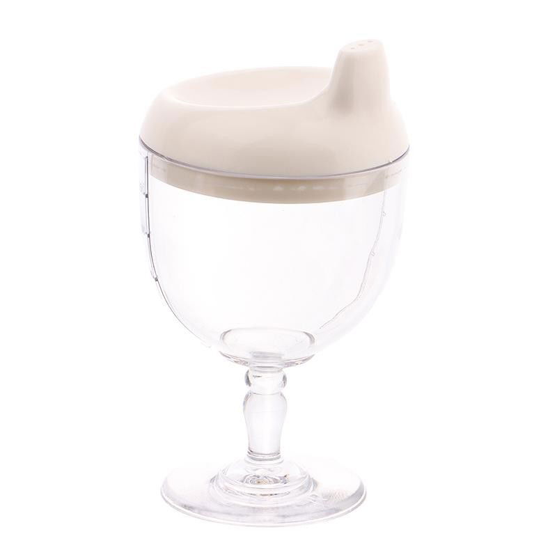 Articole Diverse copii - Pahar din Plastic Transparent cu Picior, Flippy, pentru Copii, 14 x 7.7 cm, cu Cioc Antiscurgere, + 3 Ani, Fara Maner, Alb