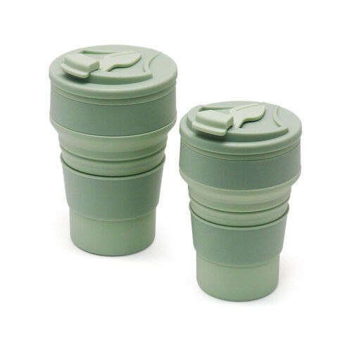 Pahar pliabil din silicon Flippy, pentru calatorii, camping, 350 ml, 8.2x6.3x9.1 cm, verde [6]