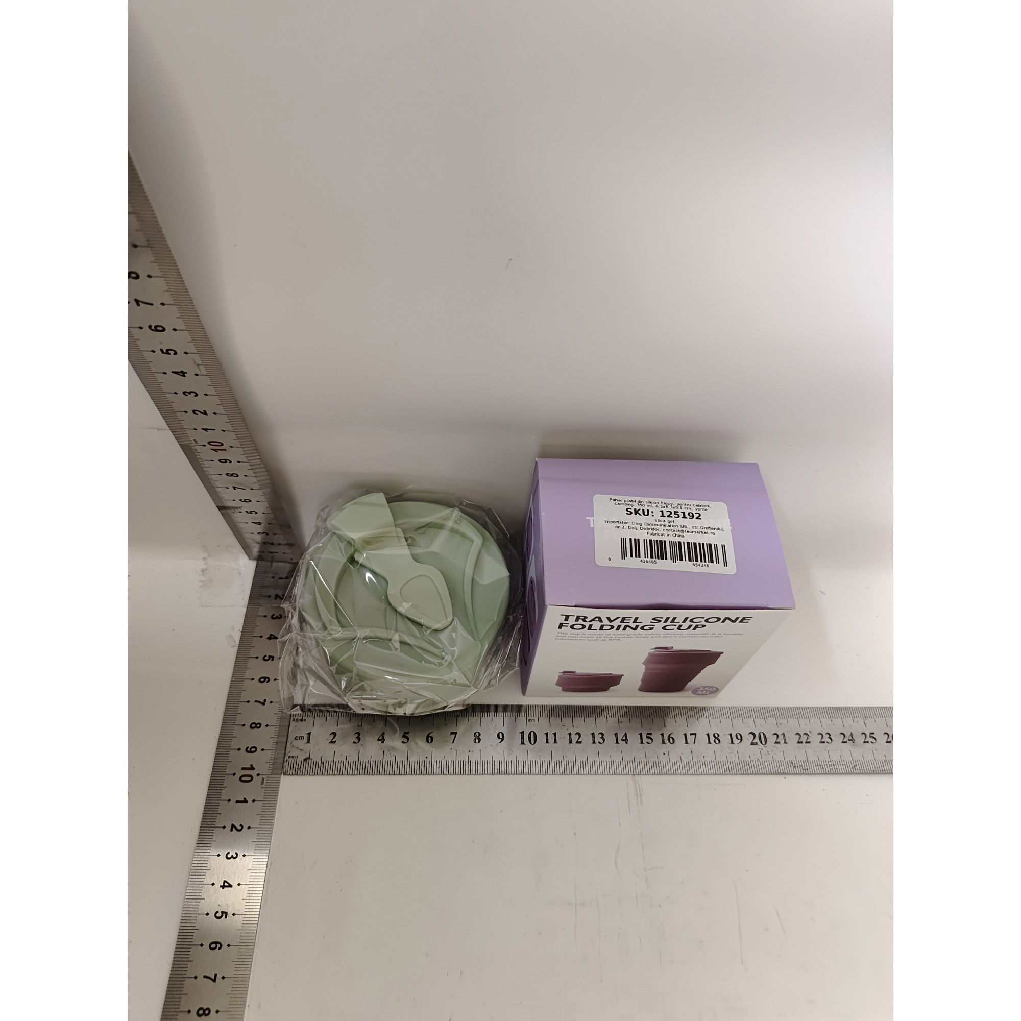 Pahar pliabil din silicon Flippy, pentru calatorii, camping, 350 ml, 8.2x6.3x9.1 cm, verde [9]