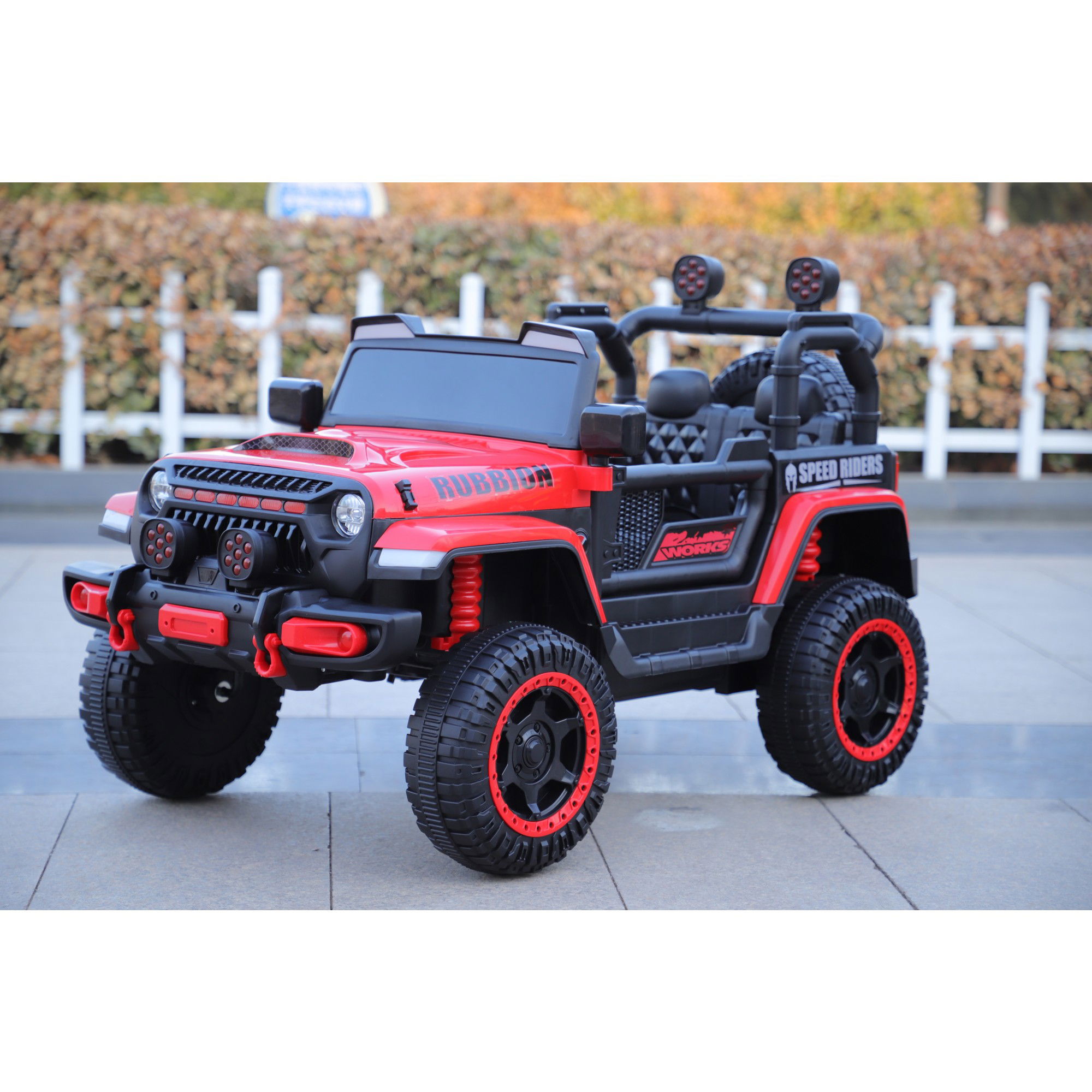 Masina Electrica pentru Copii, Flippy, Off-Road, Conectare Bluetooth, telecomanda, Tractiune Spate, Lumina Intermitenta, Baterie 12V 7Ah, 120 x 63 x 68cm, Rosu [6]