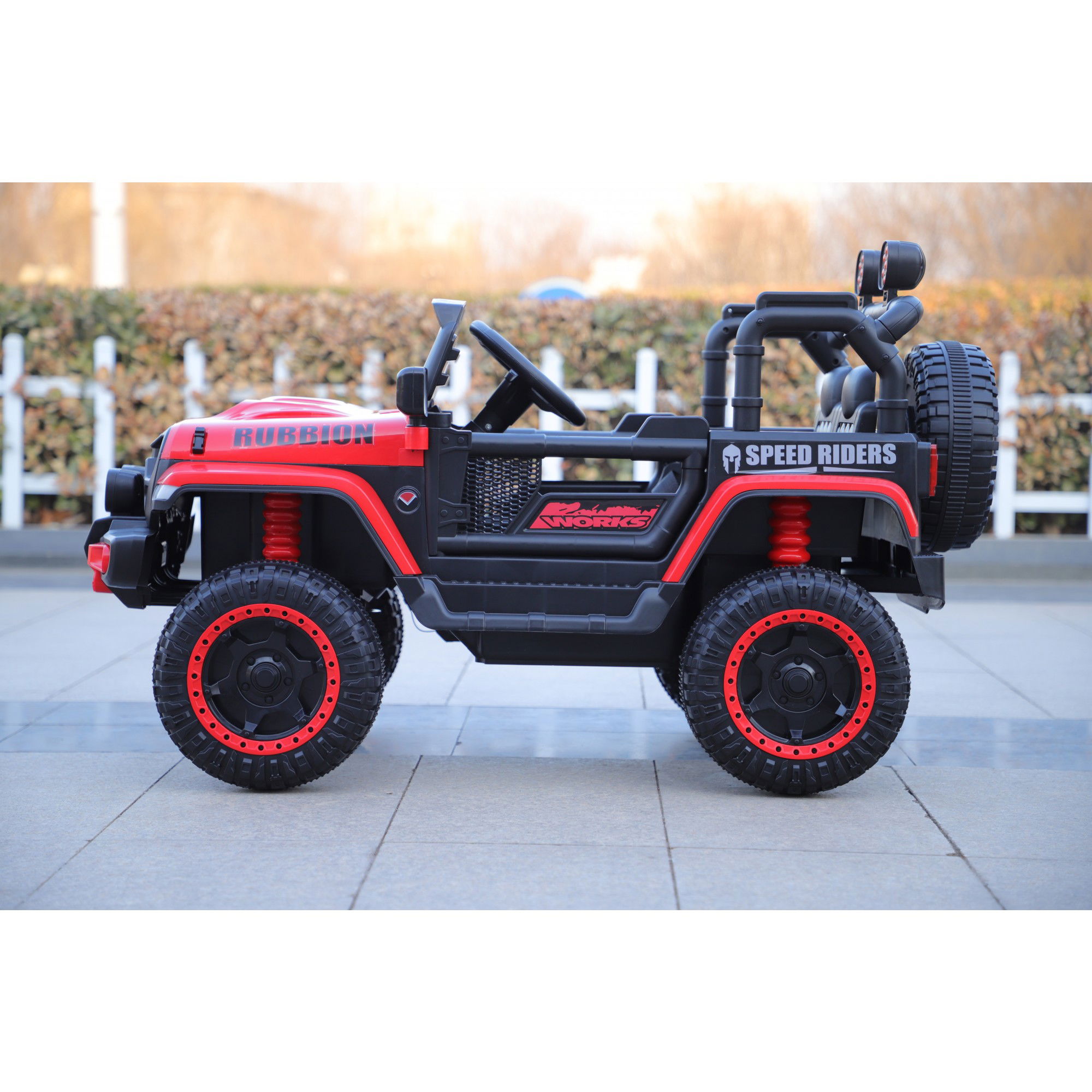 Masina Electrica pentru Copii, Flippy, Off-Road, Conectare Bluetooth, telecomanda, Tractiune Spate, Lumina Intermitenta, Baterie 12V 7Ah, 120 x 63 x 68cm, Rosu [3]