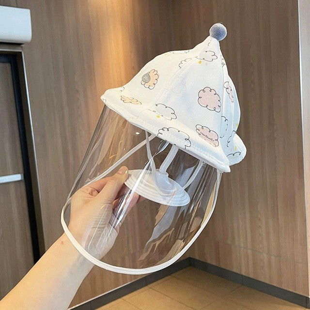 Palarie de Protectie pentru Bebelusi, Flippy, Model cu Norisori Roz, Pescareasca, de Primavara si Toamna, cu Masca si Fermoar, 42 cm, pentru 0-3 Luni, Roz [4]