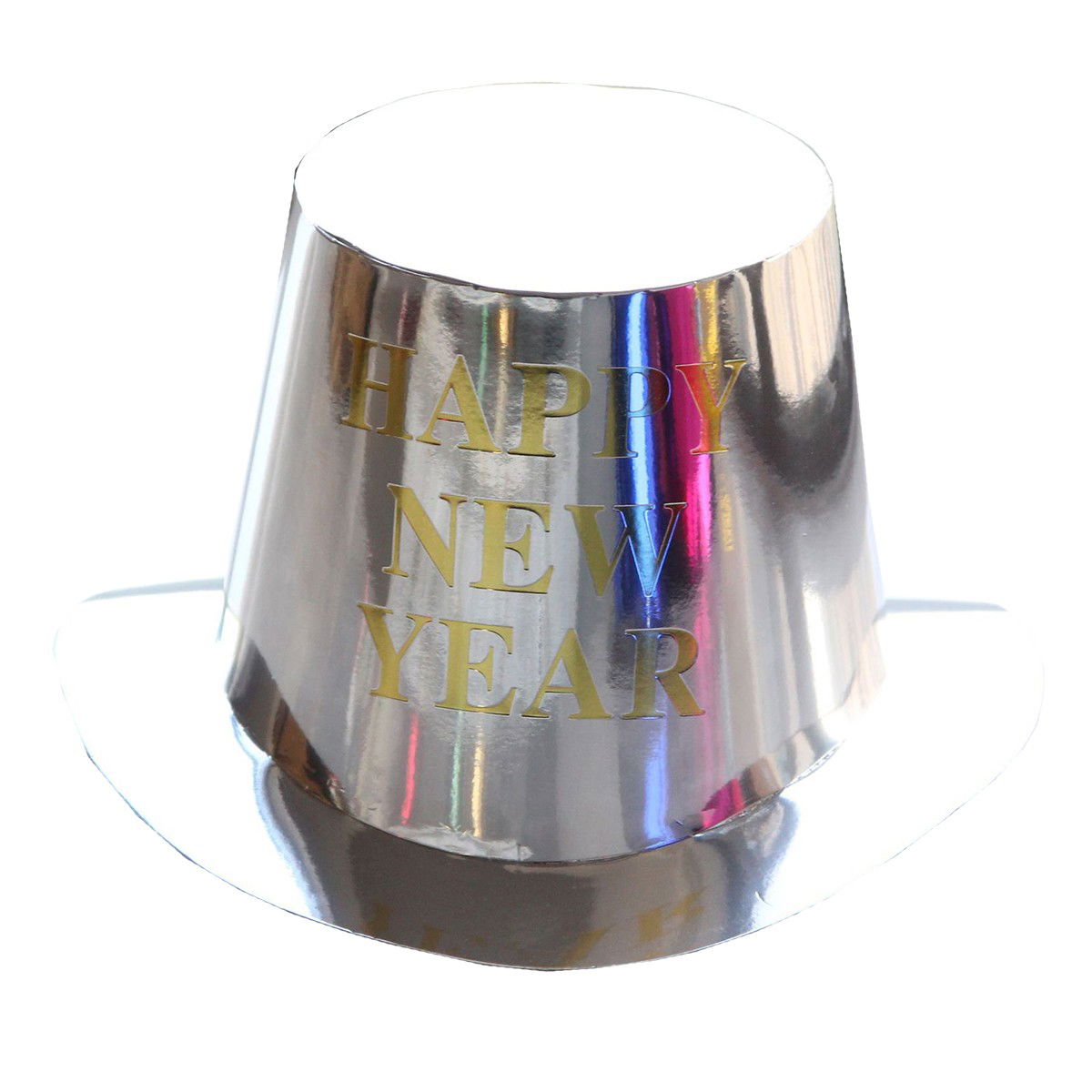 Palarie Happy New Year pentru Revelion, Flippy, Palarie Festiva de Anul Nou, Palarie Magica din Hartie, 29 x 25 x 15.5 cm, Colorata Sclipitor Argintiu [1]