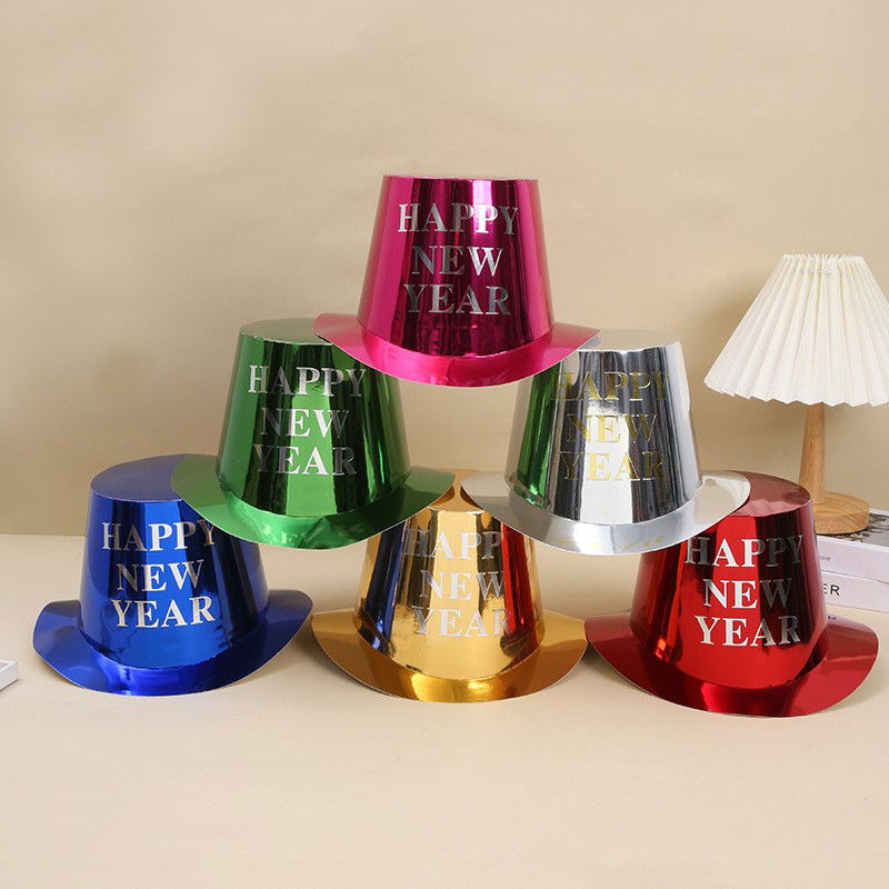 Palarie Happy New Year pentru Revelion, Flippy, Palarie Festiva de Anul Nou, Palarie Magica din Hartie, 29 x 25 x 15.5 cm Colorata Sclipitor Albastru [3]