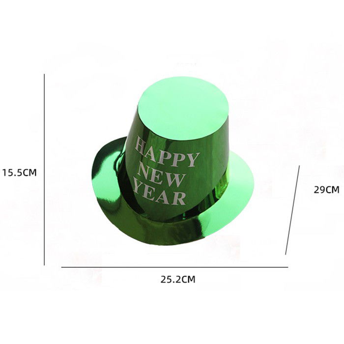 Palarie Happy New Year pentru Revelion, Flippy, Palarie Festiva de Anul Nou, Palarie Magica din Hartie, 29 x 25 x 15.5 cm, Colorata Sclipitor Verde [3]