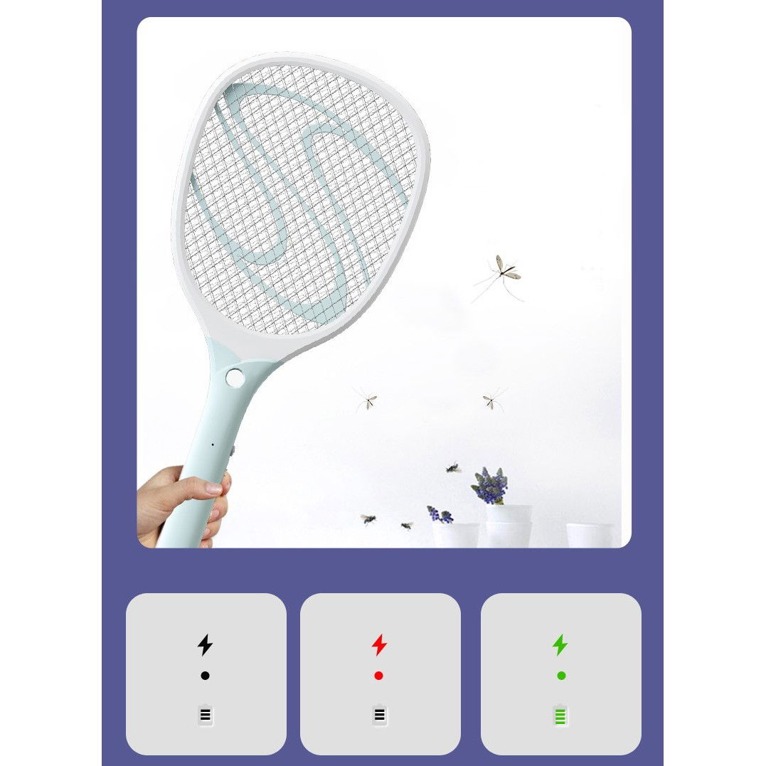 Paleta Electrica pentru Tantari, Muste sau Insecte LED, Flippy, Reincarcabila, Incarcare USB, Plastic, Casa si Gradina, Anti-insecte, Alb-Albastru [9]