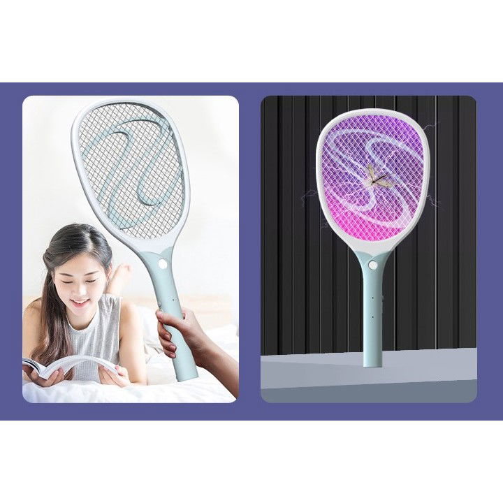 Paleta Electrica pentru Tantari, Muste sau Insecte LED, Flippy, Reincarcabila, Incarcare USB, Plastic, Casa si Gradina, Anti-insecte, Alb-Albastru [5]