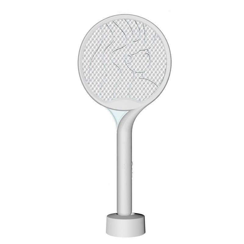 Articole pentru Gradina si Bricolaj - Paleta Electrica pentru Tantari, Muste si Tantari 2in1, Flippy, Reincarcabila, Incarcare USB, 2600V, Plastic, Casa si Gradina, Anti-insecte, Stand, 23x51 cm, Gri