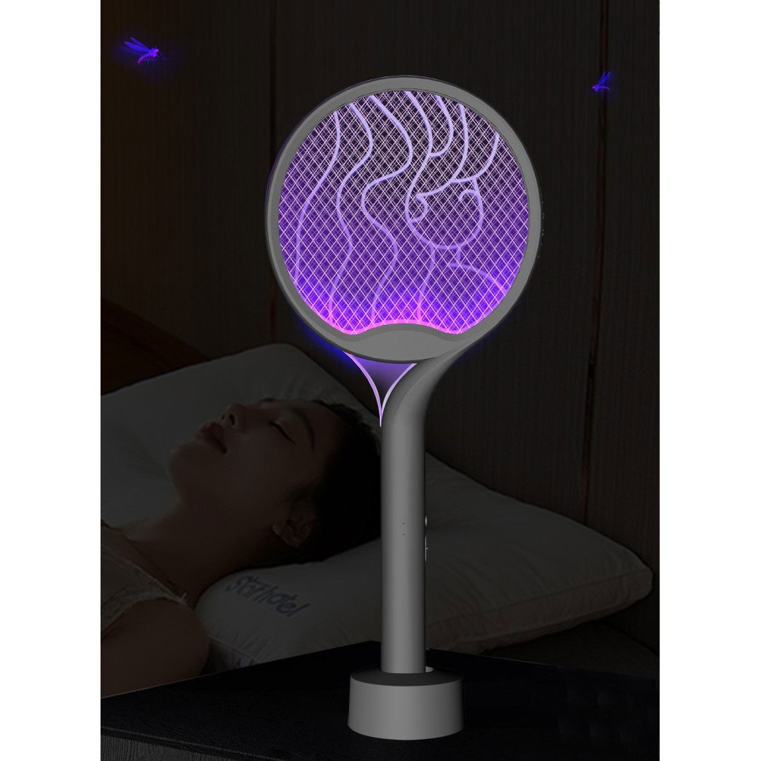 Paleta Electrica pentru Tantari, Muste si Tantari 2in1, Flippy, Reincarcabila, Incarcare USB, 2600V, Plastic, Casa si Gradina, Anti-insecte, Stand, 23x51 cm, Gri [4]