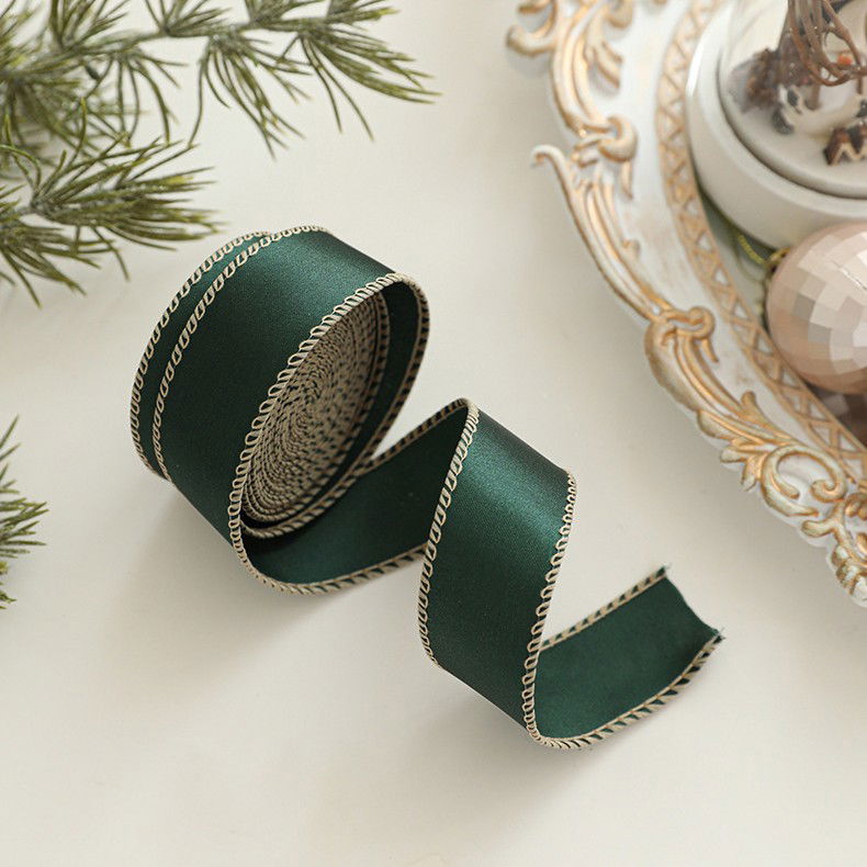 Panglica Decorativa cu Tematica de Craciun, Flippy, Set din 4 bucat + 1 Rulon Ata Maro, Panglica pentru Cadou de Craciun Brad si Decor, 2 M per bucata, Model Brad, Alb Verde [3]