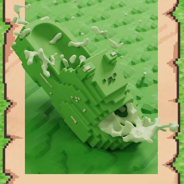 Papuci Casual pentru Adolescenti, Flippy, Model Unisex de Forma Pixel, Rezistenti Usori si Moi din Spuma EVA Antiderapanti, Marime 38-39, Verde deschis [3]