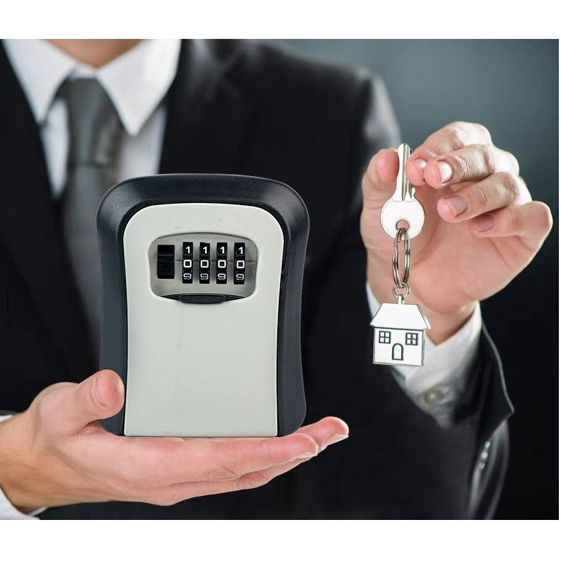 Cutie pentru Chei cu Parola, Flippy, din Aliaj de Aluminiu si Plastic, Cod din 4 Cifre, Impermeabila, Gri [3]