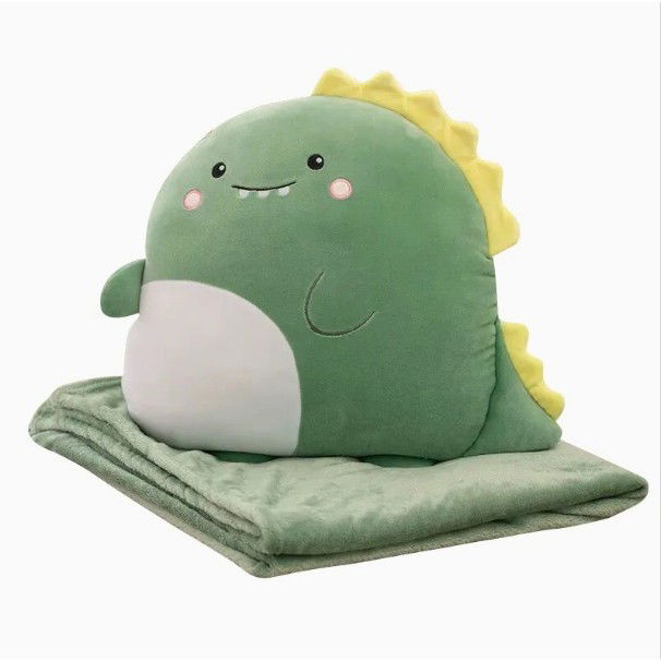 50 - 100 LEI - Patura 2in1 pentru Pat sau Canapea, Flippy, Model Jucarie Dinozaur cu Spatiu de Depozitare Patura, Microfibra, 1x1.7 m, Verde
