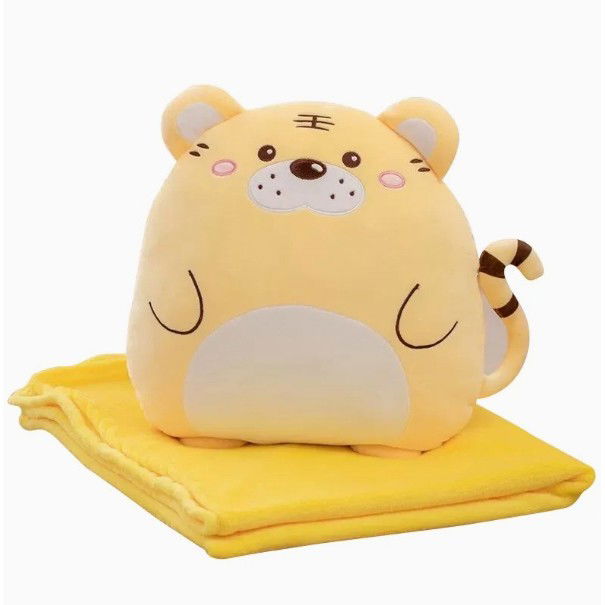 50 - 100 LEI - Patura 2in1 pentru Pat sau Canapea, Flippy, Model Jucarie Tigru cu Spatiu de Depozitare Patura, Microfibra, 1x1.7 m, Portocaliu