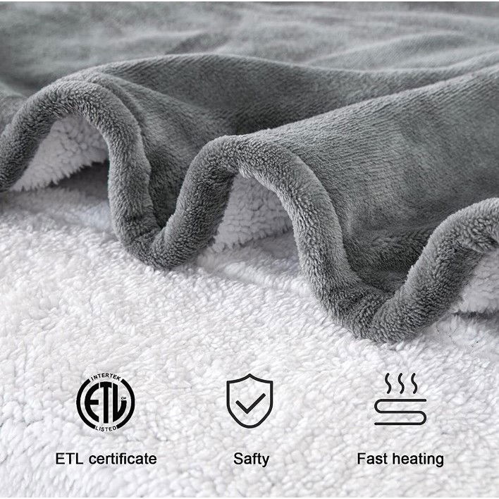 Patura Cu Incalzire Electrica, Flippy, 135 W, 180x130 cm, 6 Trepte De Incalzire, Flanel, Gri [9]