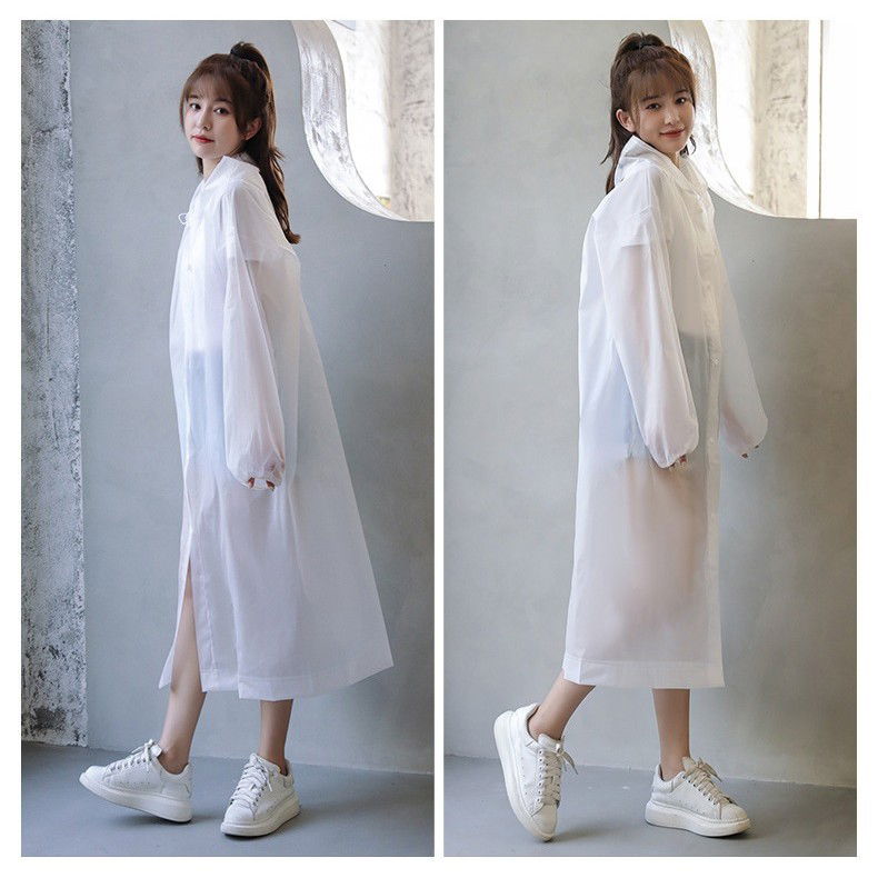 Pelerina de Ploaie, Flippy, pentru Adulti 150-180 cm, din EVA, Impermeabila, Rezistenta la Vant, Inchidere cu Capse, 140 g, Alb [3]