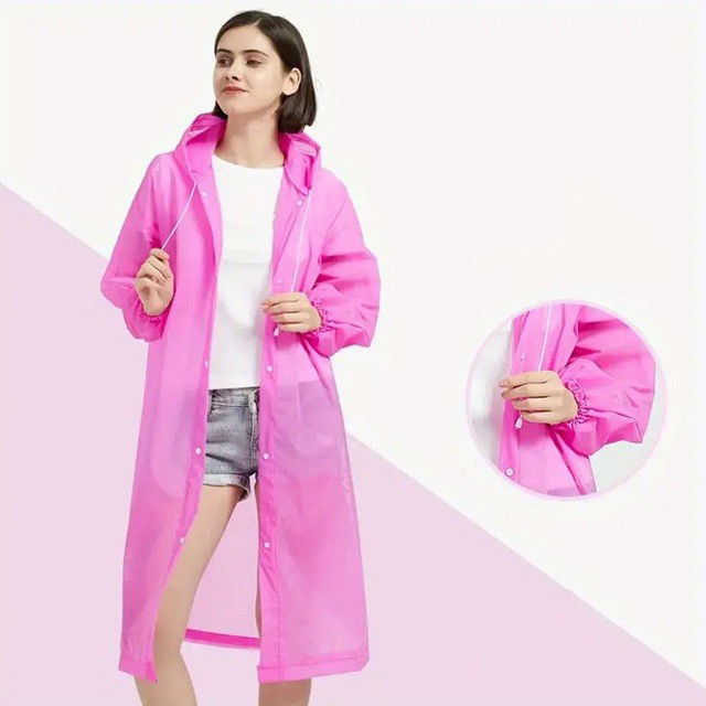 Pelerine, Umbrele si Accesorii - Pelerina de Ploaie, Flippy, pentru Adulti 150-180 cm, din EVA, Impermeabila, Rezistenta la Vant, Inchidere cu Capse, 140 g, Roz
