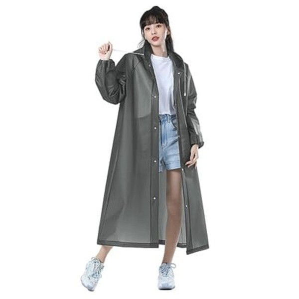 Pelerine, Umbrele si Accesorii - Pelerina de Ploaie, Flippy, pentru Adulti 150-180 cm, din EVA, Impermeabila, Rezistenta la Vant, Inchidere cu Capse, 140 g, Gri