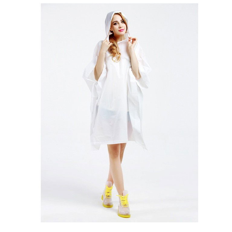 Pelerina de Ploaie, Flippy, pentru Adulti, EVA, Tip Poncho, Impermeabila, Rezistenta la Vant, Capse Laterale, 160 g, Alb [4]