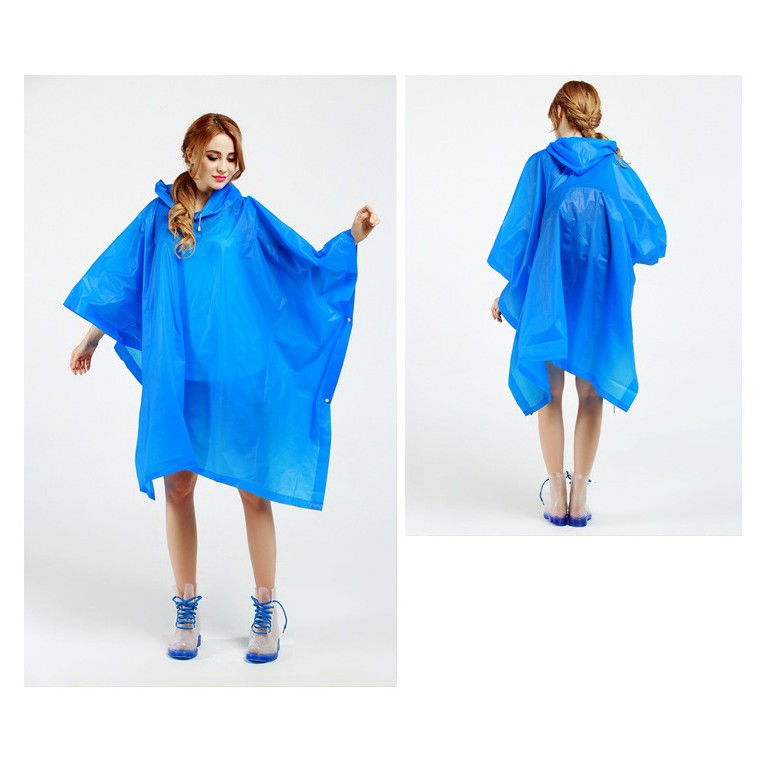 Pelerina de Ploaie, Flippy, pentru Adulti, EVA, Tip Poncho, Impermeabila, Rezistenta la Vant, Capse Laterale, 160 g, Albastru [5]