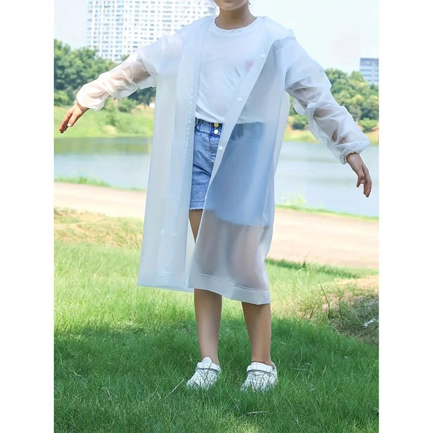 Pelerina de Ploaie, Flippy, pentru Copii 100-145 cm, din EVA, Impermeabila, Inchidere cu Capse, Alb [4]