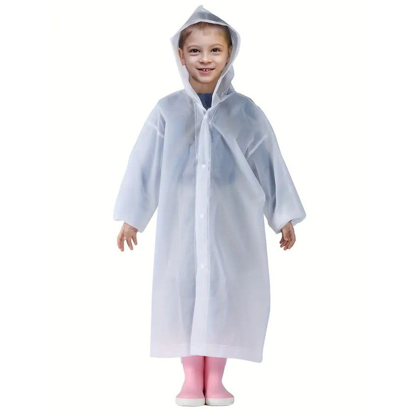 Pelerine, Umbrele si Accesorii - Pelerina de Ploaie, Flippy, pentru Copii 100-145 cm, din EVA, Impermeabila, Inchidere cu Capse, Alb