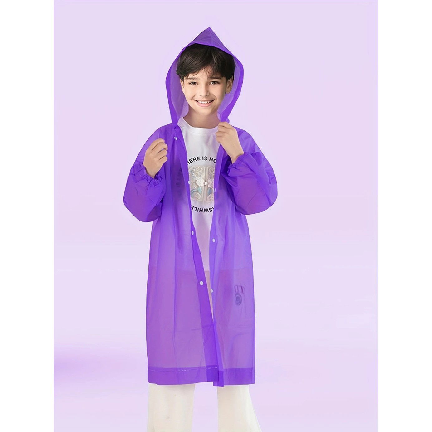 Pelerina de Ploaie, Flippy, pentru Copii 100-145 cm, din EVA, Impermeabila, Inchidere cu Capse, Mov [5]